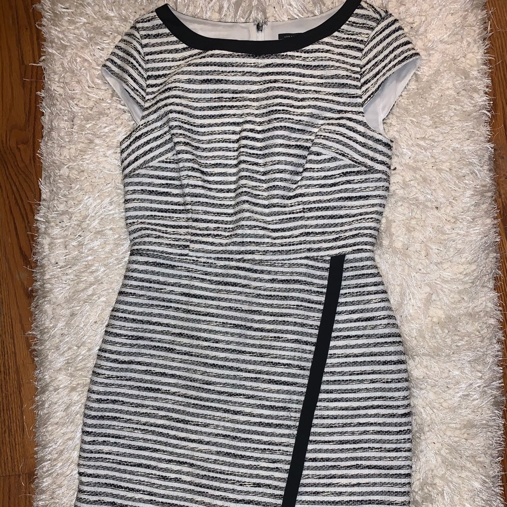 Black and white striped work dress